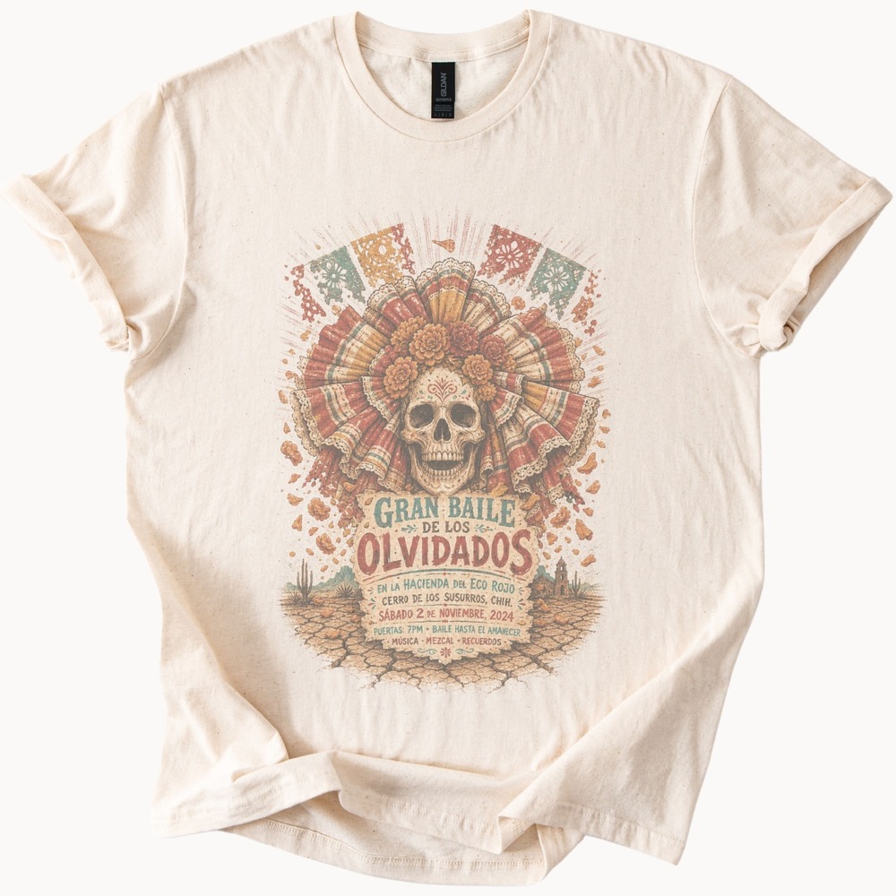 Ornate Skull Floral Graphic Tee Desert Fiesta Art